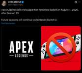 【Apex】Switch版が2025年8月でサ終へ　—海外の反応は？のサムネイル画像