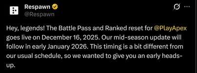 【APEX】中間アプデ、12月じゃなくて1月上旬に延期だってよ ←これで騒いでるやつさぁ･･･のサムネイル画像